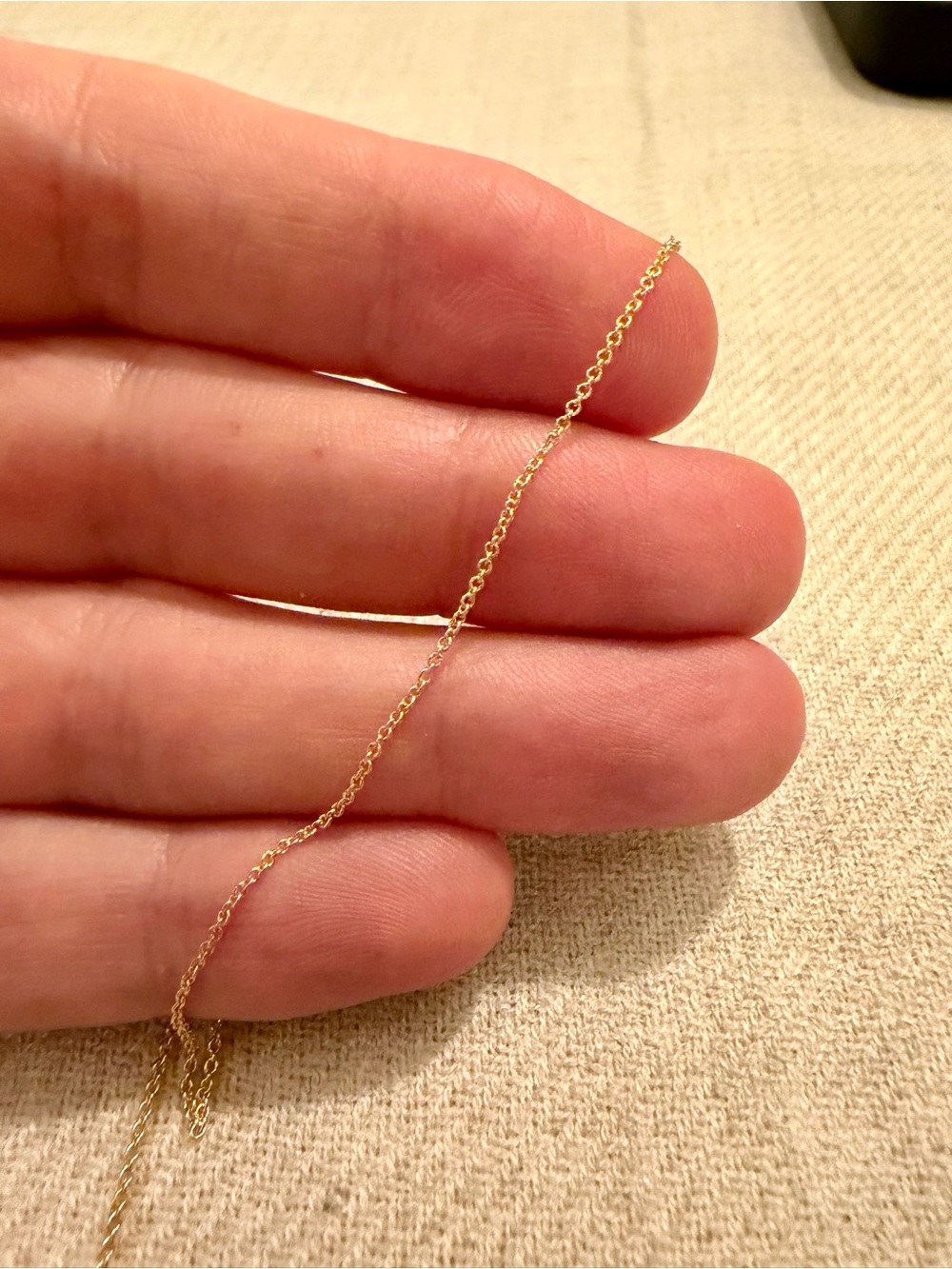 14K Gold Dainty Cable Chain, 15"